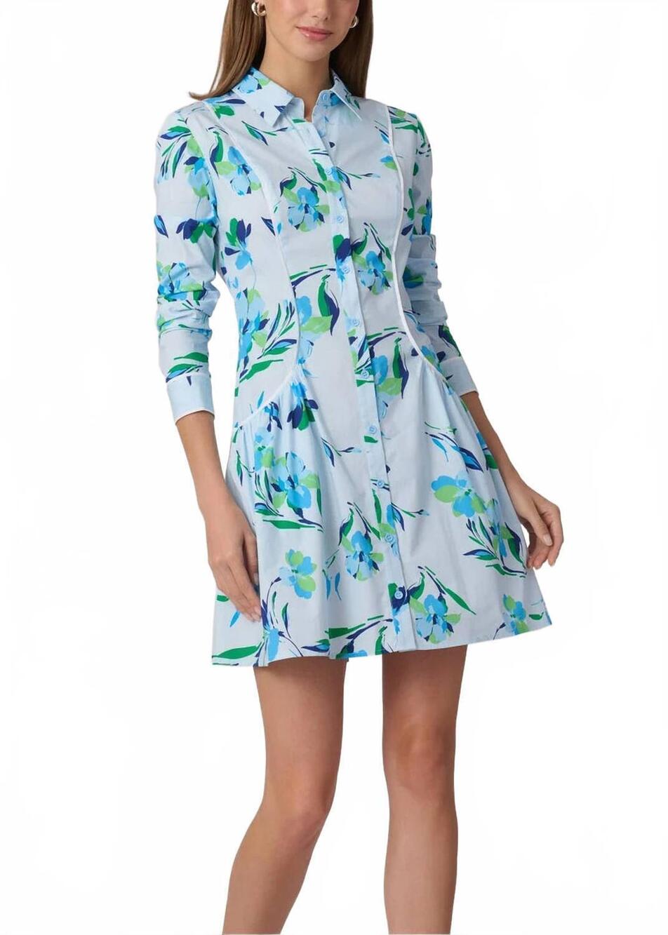 NEW SHOSHANNA millie mini dress in french blue multi